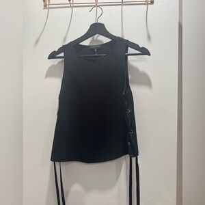 rag & bone Black Tank Top with Lace-Up Sides